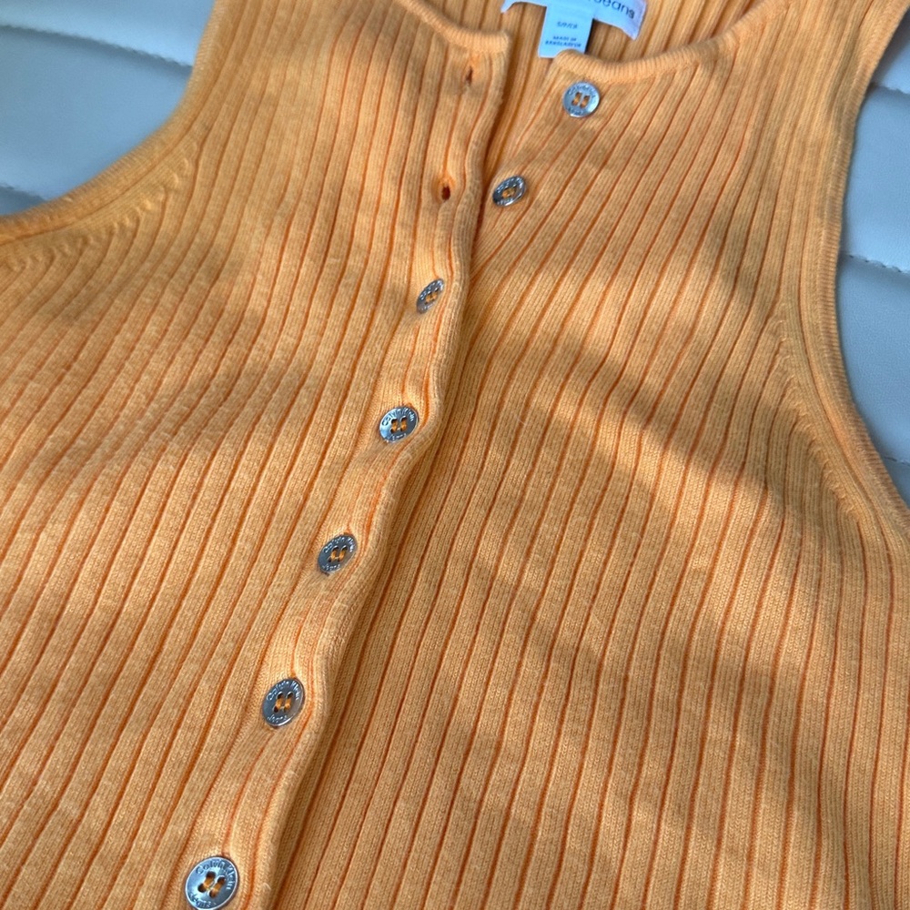 Orange Ribbed Button-Up Tank Top Calvin Klein Jeans - Picture 4 of 5